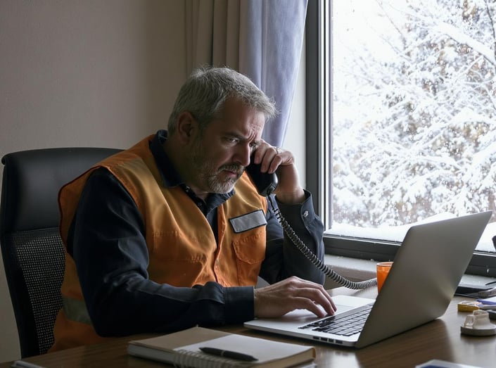 Overwhelmed manager trying to book snow removal services at the last minute